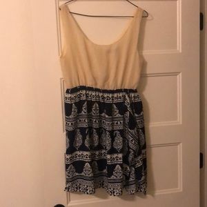 Pretty navy and tan dress